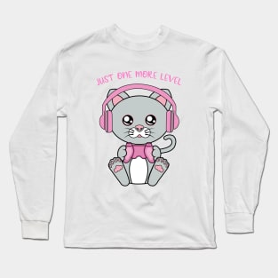 Just one more level, cute cat Long Sleeve T-Shirt